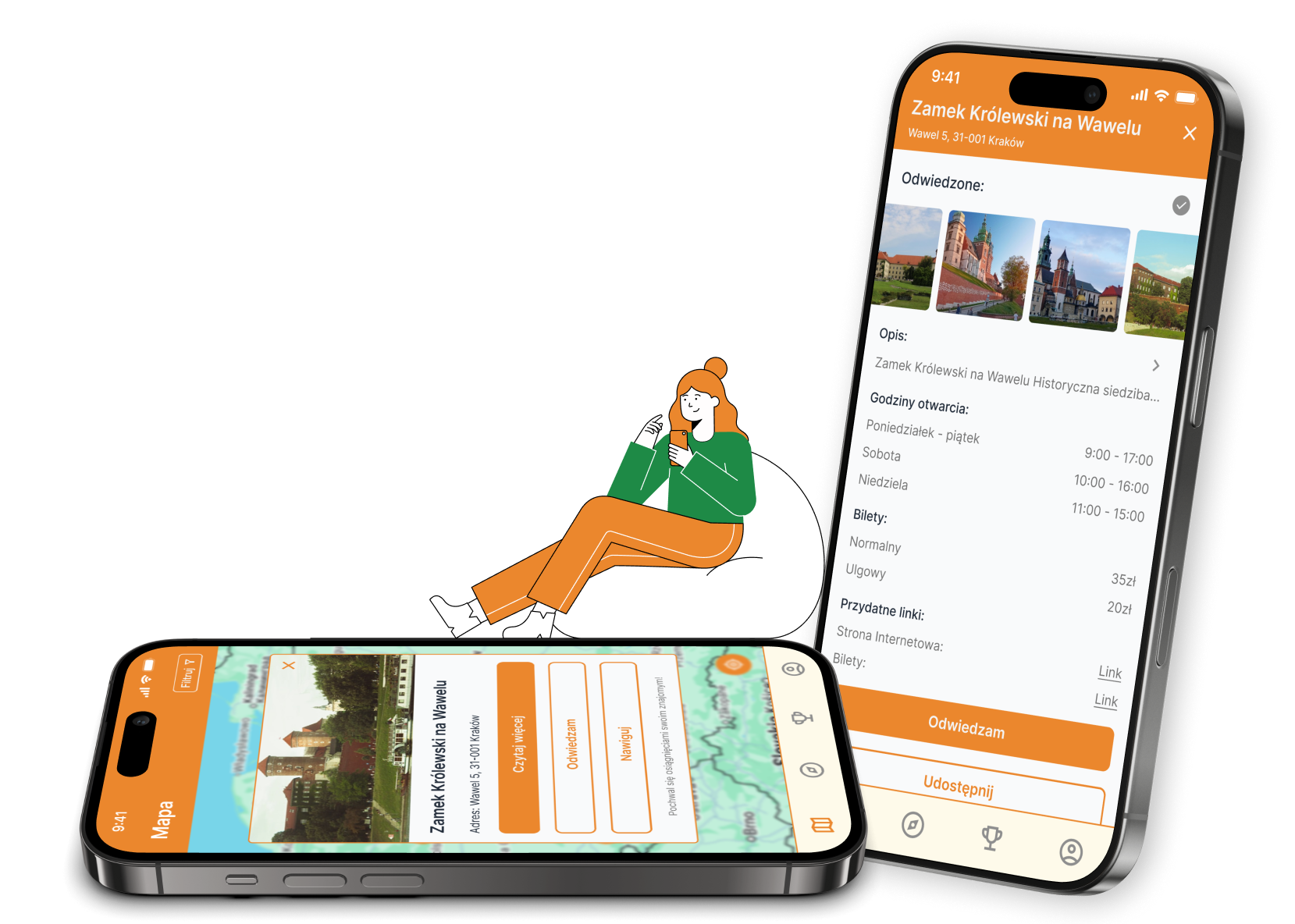 NextOnTrip App - phones with app and illustration